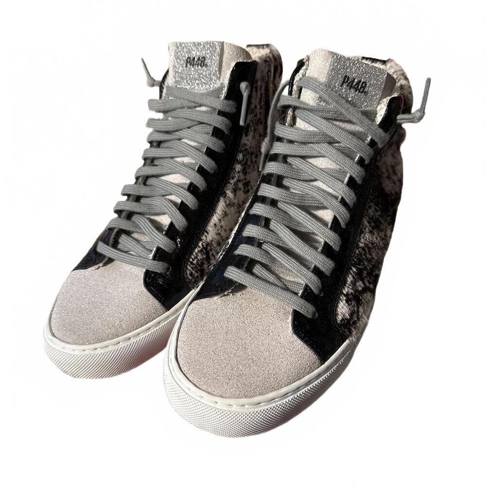 Italian made P448 Stylish High-size 39 or US 8 Top Sneakers in Grey and Black